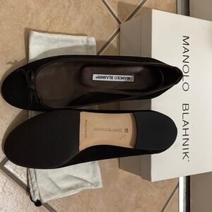 Manolo Blahnik Black Suede Flats